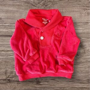 Ralph Lauren Long Sleeve Bright Red Pullover Velour Sweater 6 M
